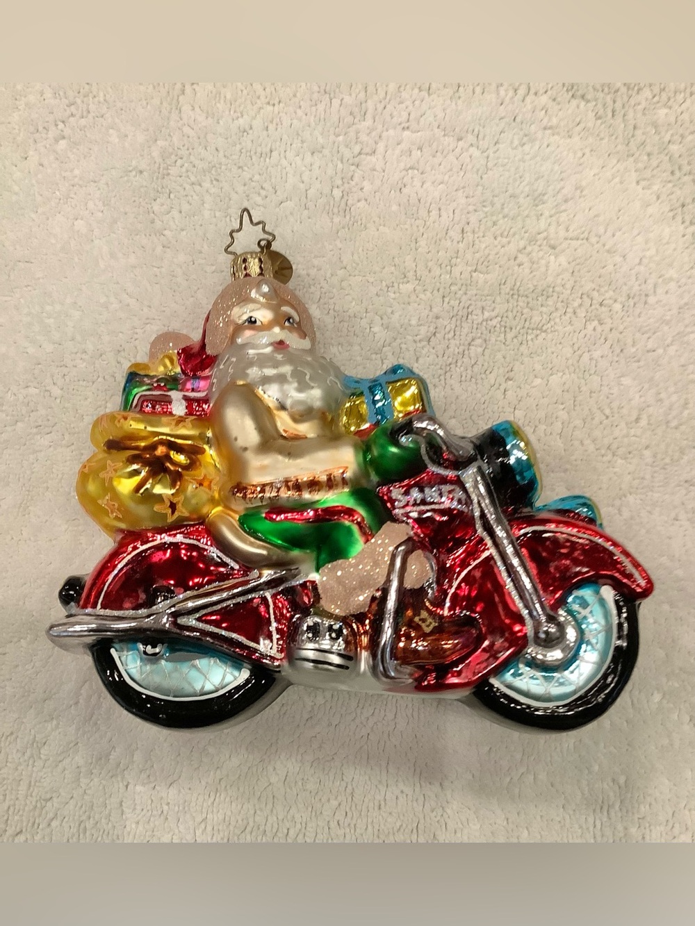 CHRISTOPHER RADKO SANTA CLAUS "BUCKSKIN BIKER" CHRISTMAS TREE Santa Biker